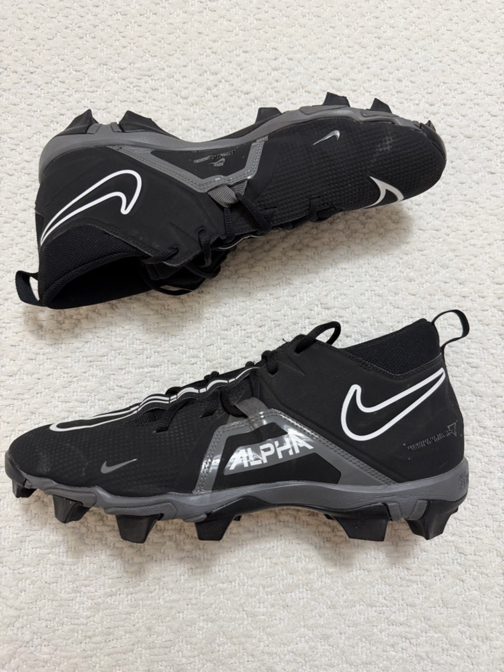 Nike Alpha Menace 3 Black Shark Football Cleats Men’s 12 W